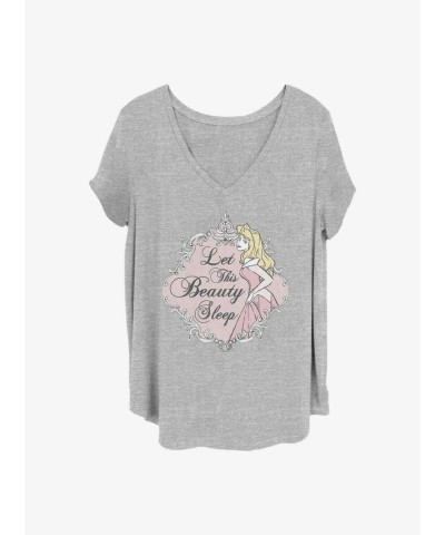 Disney Plus Size Grey Cartoon T-Shirt for Girls - Sleeping Beauty Design