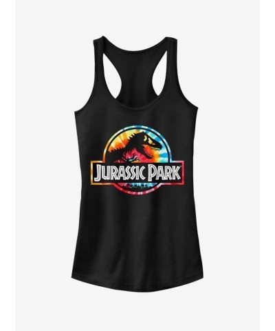 Groovy Tie-Dye Logo Tank Top for Girls - Black