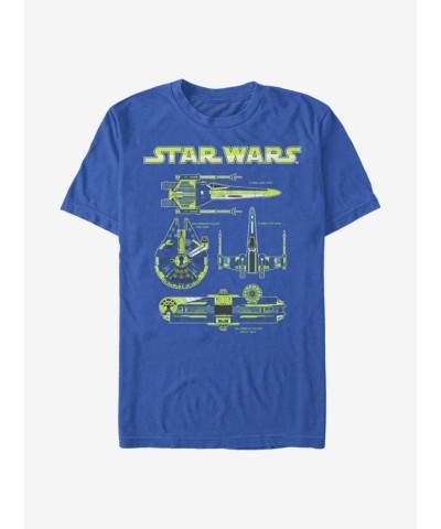 Star Wars Spaceship Specs T-Shirt - Unisex Blue