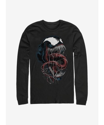 Marvel Venom Tongue Men's Cotton Long-Sleeve T-Shirt - Black