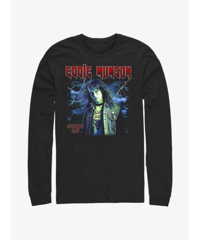 Stranger Things Eddie Munson Hellfire Club Black Long Sleeve T-Shirt for Men