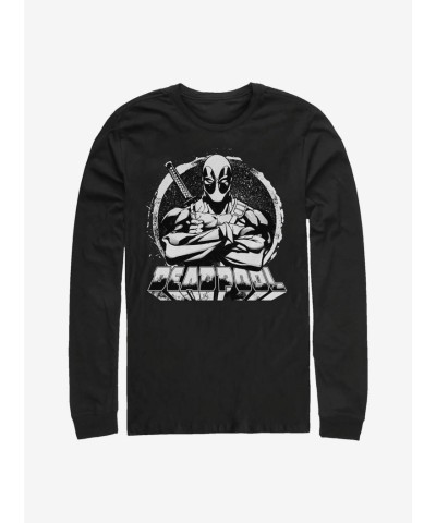 Marvel Deadpool Mercenary Long-Sleeve Cotton T-Shirt - Men's Black