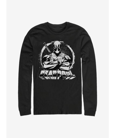 Marvel Deadpool Mercenary Long-Sleeve Cotton T-Shirt - Men's Black