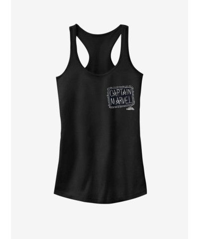 Marvel Captain Marvel Graphic Patch Girls Tank Top - Junior Size Black
