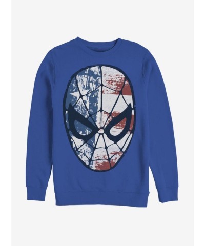Marvel's Iconic Blue Spider-Man Flag Face Hoodie for Men