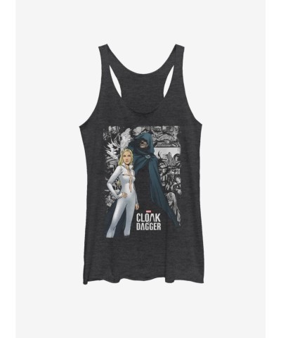 Marvel Girls Tank Top - Cloak and Dagger Comic Art - Black