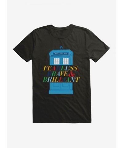 Doctor Who T-Shirt: Fearless, Brave & Brilliant TARDIS Black Men's Tee