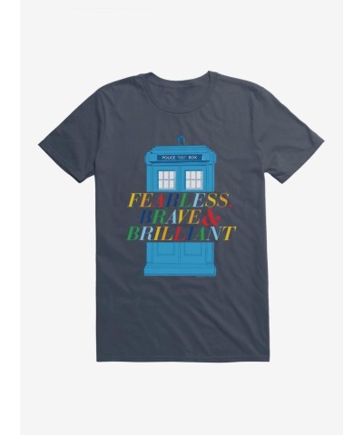 Doctor Who T-Shirt: Fearless, Brave & Brilliant TARDIS Black Men's Tee