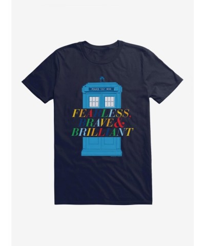 Doctor Who T-Shirt: Fearless, Brave & Brilliant TARDIS Black Men's Tee