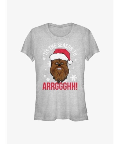 Star Wars Holiday Chewbacca Grey Fitted Tee for Girls