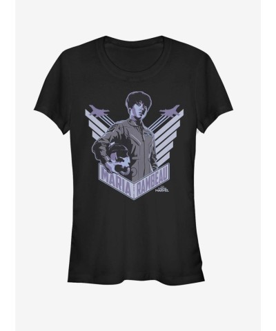 Marvel Captain Marvel Maria Costume T-Shirt for Girls - Black