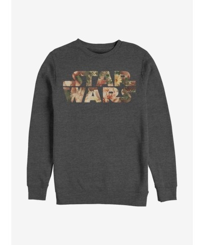 Star Wars Grey Floral Logo Crew Neck Sweatshirt for Men