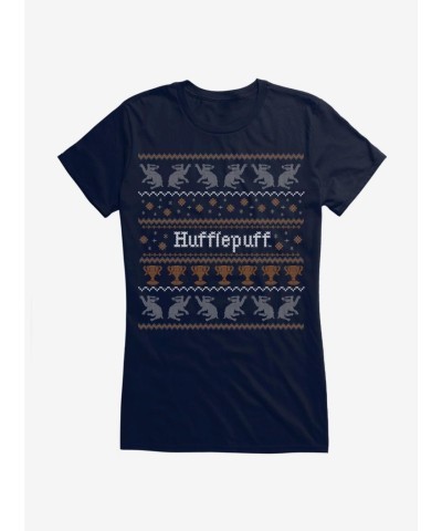 Harry Potter Hufflepuff Themed Ugly Christmas Sweater Girls T-Shirt