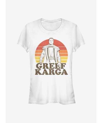 Star Wars Mandalorian Retro Sunset Tee for Girls - White