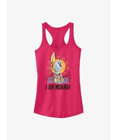 Disney Olaf Moana Girls Cotton Tank Top - RED