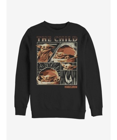 Mandalorian Child Panel Crewneck Sweatshirt - Black Men's