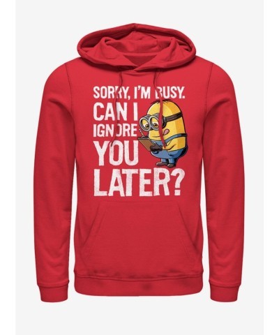 Minions "Ignore You Later" Red Hoodie for Men