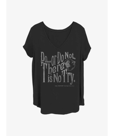 Yoda Wisdom Plus Size Tee for Girls - Black