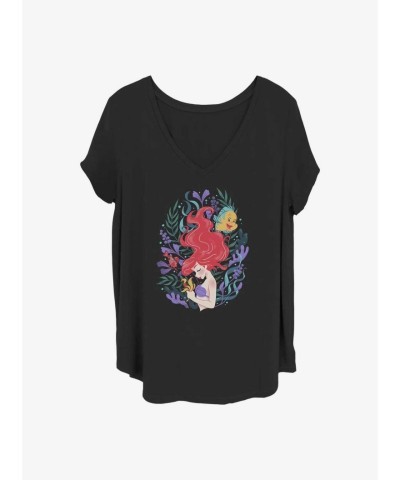Disney Ariel Leafy T-Shirt for Girls - Plus Size Black