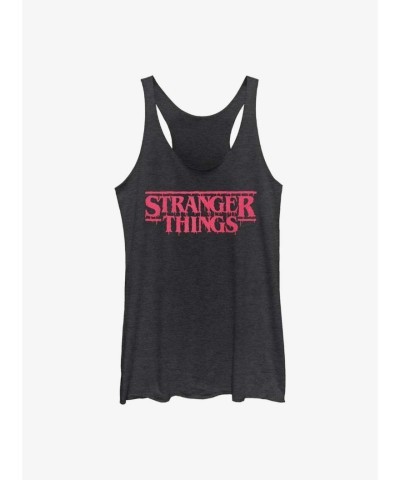 Stranger Things Inspired Drippy Logo Tank Top for Girls - Black