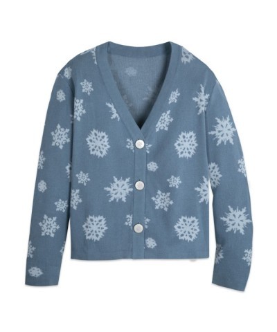 Frozen Inspired Icy Blue Snowflake Cardigan Sweater for Women