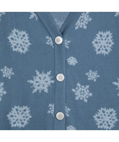Frozen Inspired Icy Blue Snowflake Cardigan Sweater for Women