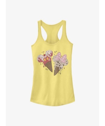 Disney Girls Mickey Minnie Cones Yellow Tank Top