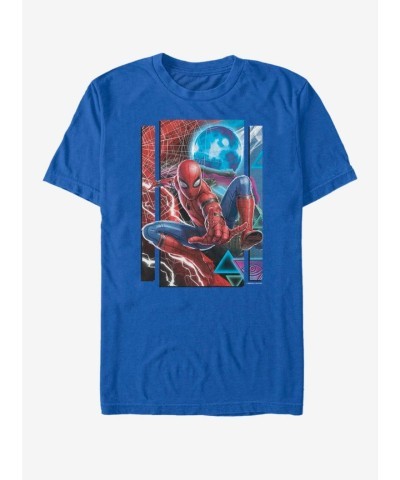 Marvel Action Pose Spider-Man Far From Home Mysterio Symbols Blue T-Shirt