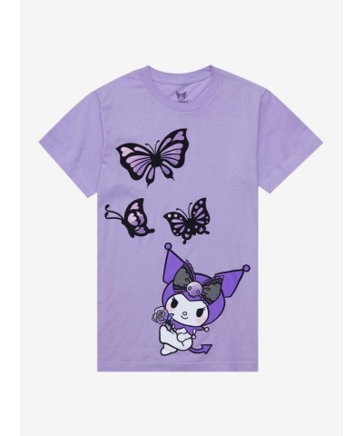 Kuromi Butterfly Lavender T-Shirt for Girls - Plus Size