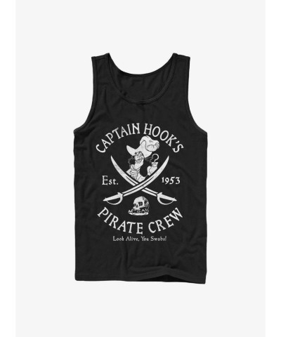 Disney Men's Peter Pan Captain Hook Crew Cotton Tank Top - Black