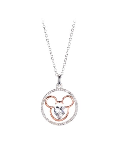 Mickey Mouse Rose Gold Heart Necklace for Women
