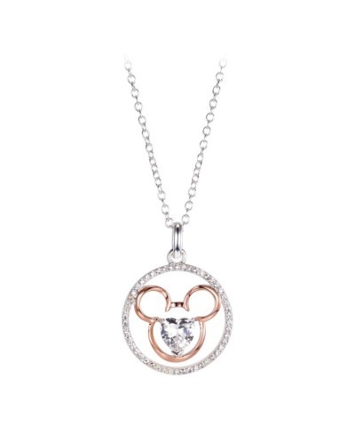 Mickey Mouse Rose Gold Heart Necklace for Women