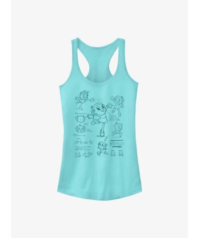 Cuphead Girls Tank Top - Ms. Chalice Sketch in Blue
