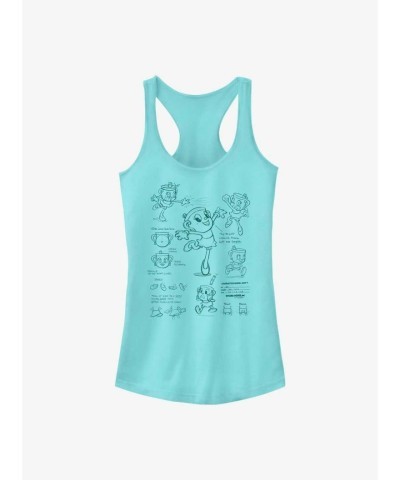 Cuphead Girls Tank Top - Ms. Chalice Sketch in Blue
