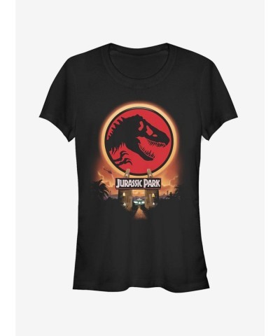 Jurassic Park Girls T-Shirt - Welcome Gates Design - Black