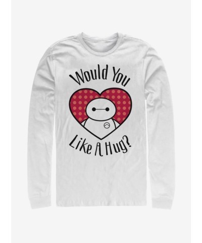 Disney Big Hero 6 Hugs All Around Men's Long Sleeve Cotton T-Shirt - White