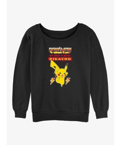 Battle Ready Pikachu Lightweight Sweatshirt for Girls - Black