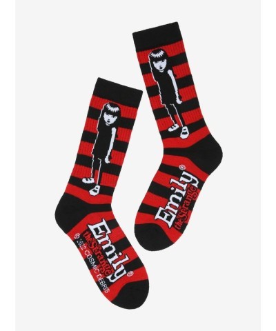 Emily the Strange Black and Red Stripe Crew Socks