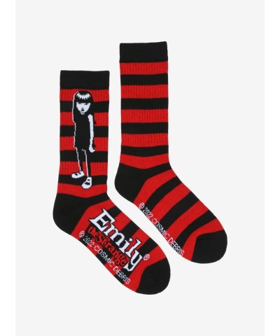 Emily the Strange Black and Red Stripe Crew Socks