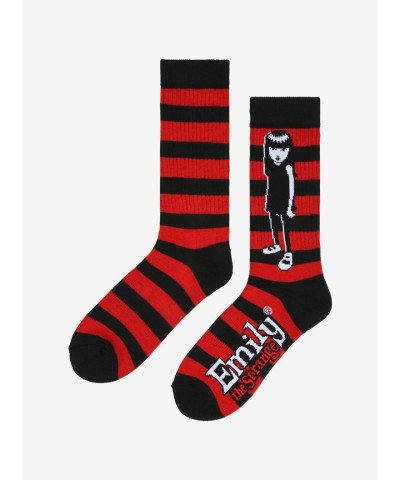 Emily the Strange Black and Red Stripe Crew Socks