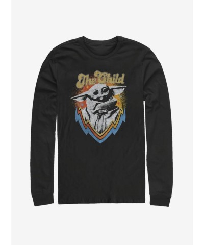The Mandalorian Child Retro Cotton Long-Sleeve Men's T-Shirt - Black