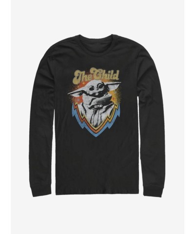 The Mandalorian Child Retro Cotton Long-Sleeve Men's T-Shirt - Black