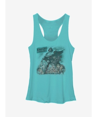 Star Wars Vader Strikes Back Girls Turquoise Racerback Tank