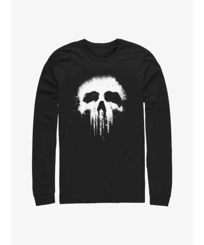 Marvel Punisher Black Long-Sleeve Grunge T-Shirt for Men
