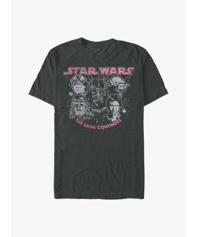 Star Wars Classic Galaxy Fighters T-Shirt - Grey Men's Size