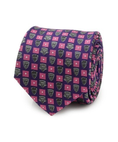 Marvel Guardians of the Galaxy Silver Motifs Purple Silk Blend Tie for Men