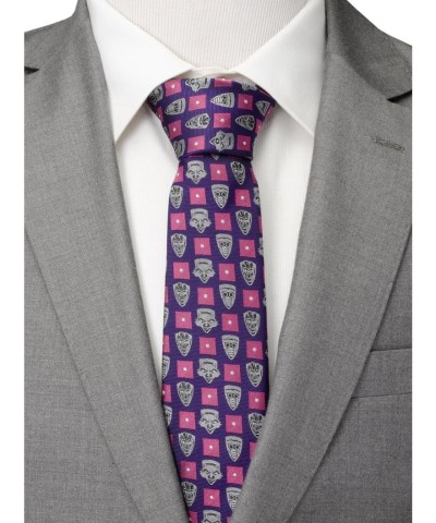 Marvel Guardians of the Galaxy Silver Motifs Purple Silk Blend Tie for Men