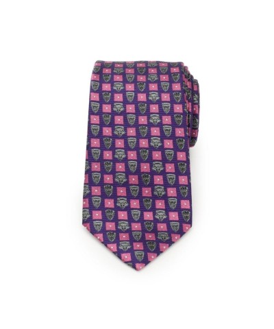 Marvel Guardians of the Galaxy Silver Motifs Purple Silk Blend Tie for Men