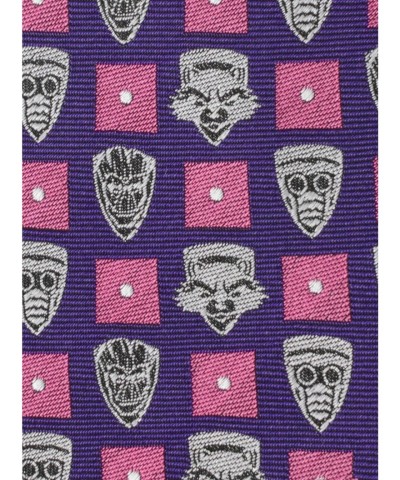 Marvel Guardians of the Galaxy Silver Motifs Purple Silk Blend Tie for Men