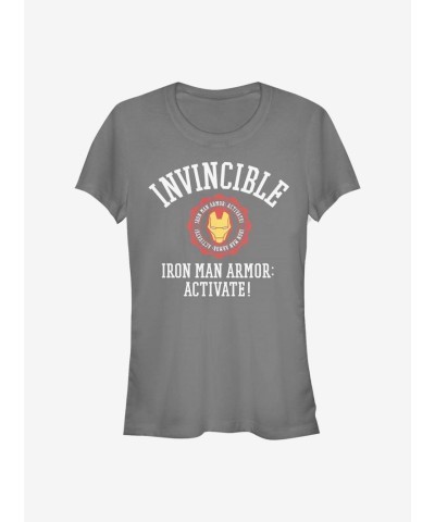 Marvel Girls Invincible Iron Man Grey Lightweight T-Shirt